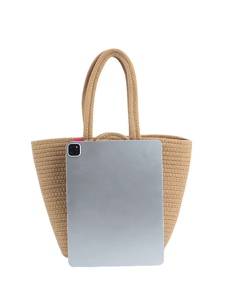 Women Fashion Colorful Ball Pendant Cotton Shoulder Bag