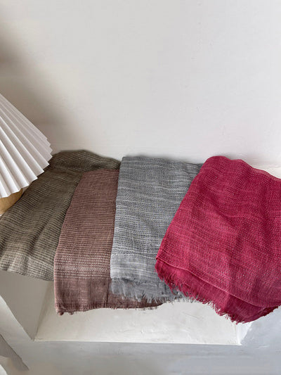 Women Artsy Stripe Tassel Shawl Scarf