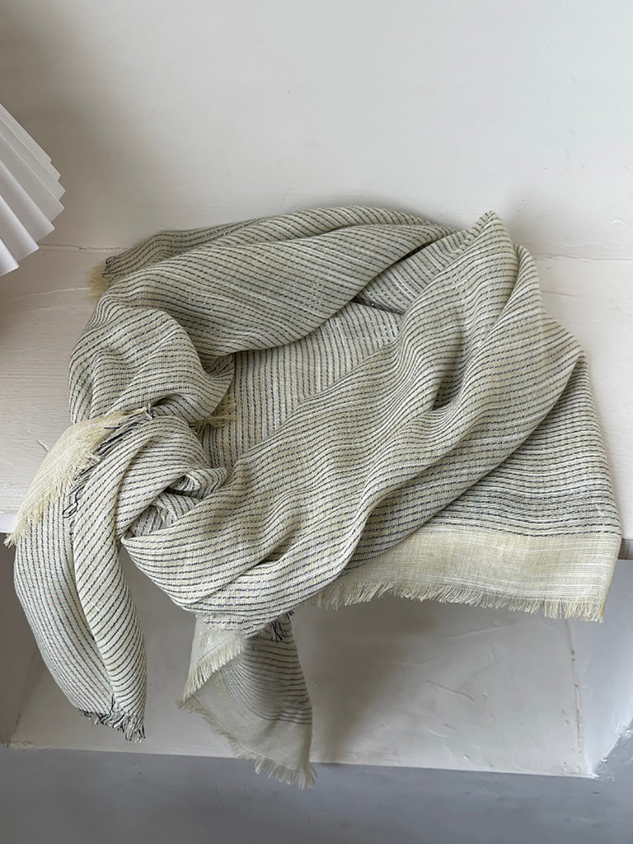 Women Artsy Stripe Tassel Shawl Scarf