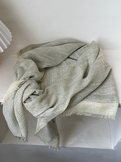 Women Artsy Stripe Tassel Shawl Scarf