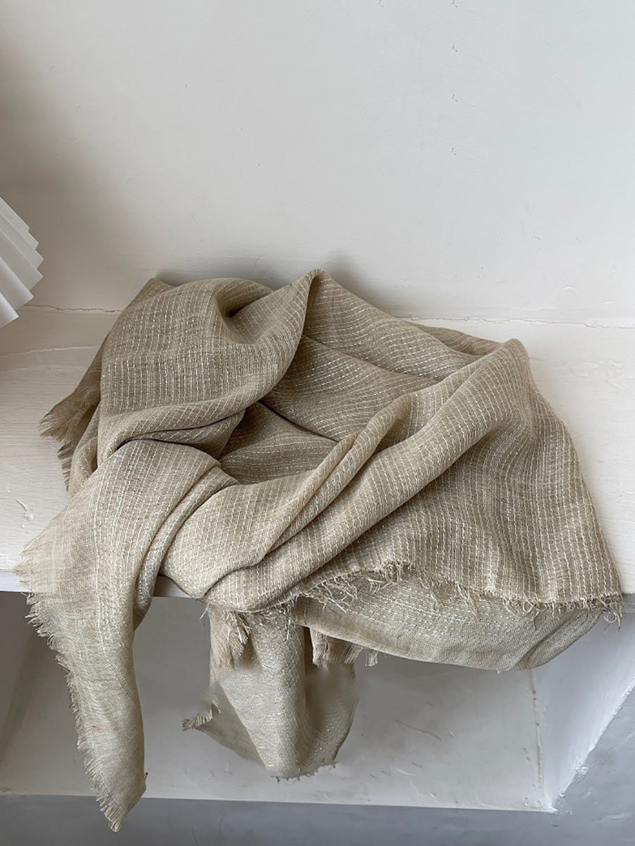 Women Artsy Stripe Tassel Shawl Scarf