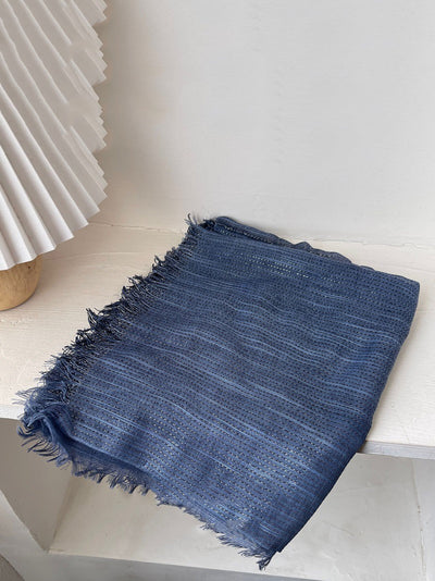 Women Artsy Stripe Tassel Shawl Scarf