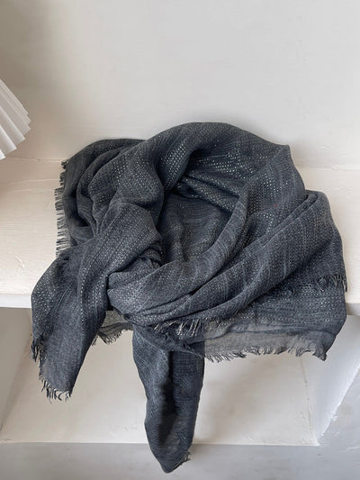 Women Artsy Stripe Tassel Shawl Scarf