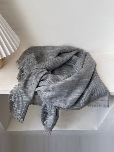 Women Artsy Stripe Tassel Shawl Scarf