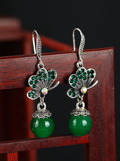 Women Vintage Butterfly Agate Alloy Earrings