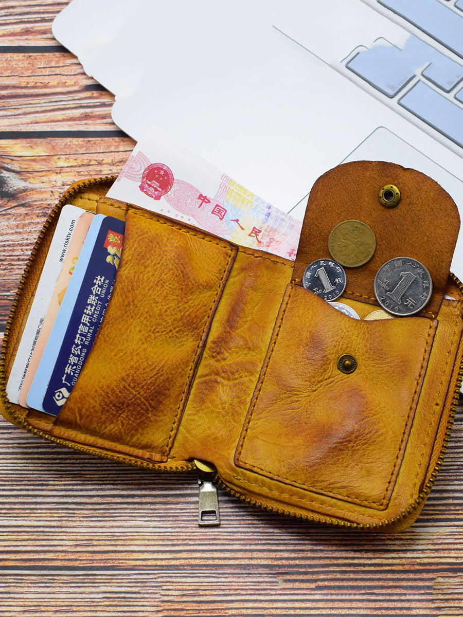 Retro Leather Zipper Multifunction Wallet