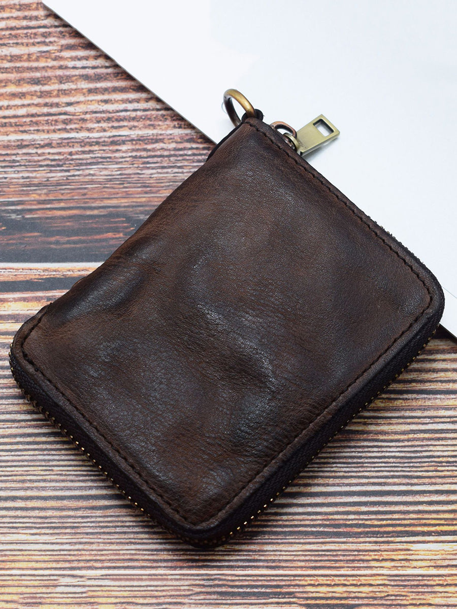 Retro Leather Zipper Multifunction Wallet