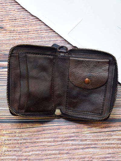 Retro Leather Zipper Multifunction Wallet