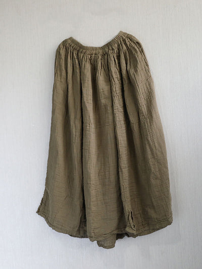 Women Summer Retro Pure Color 100%Cotton Skirt