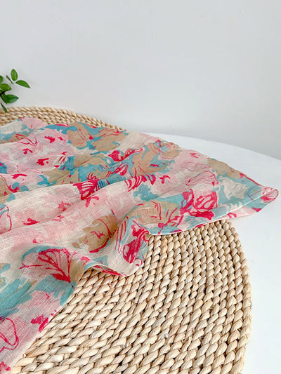 Summer Artsy Floral Thin Shawl Scarf