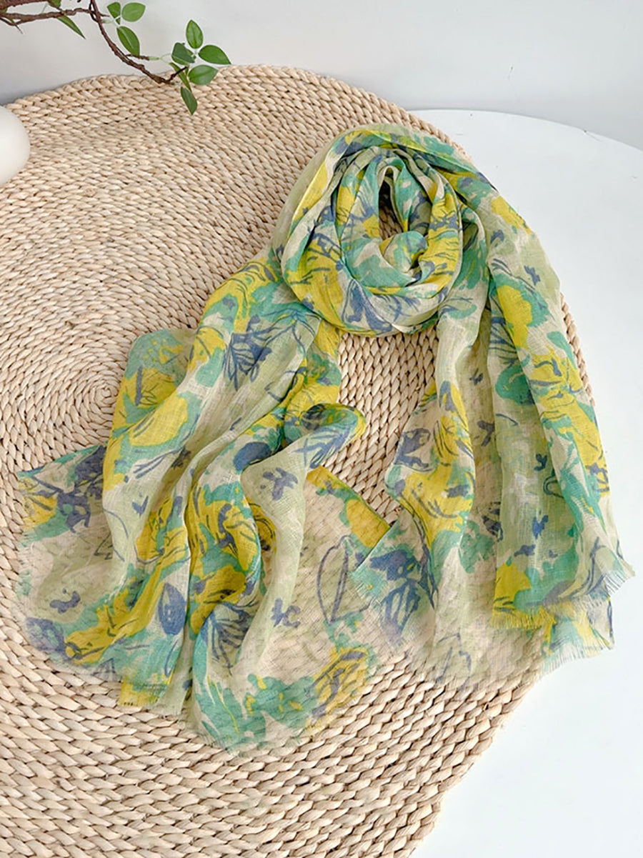 Summer Artsy Floral Thin Shawl Scarf