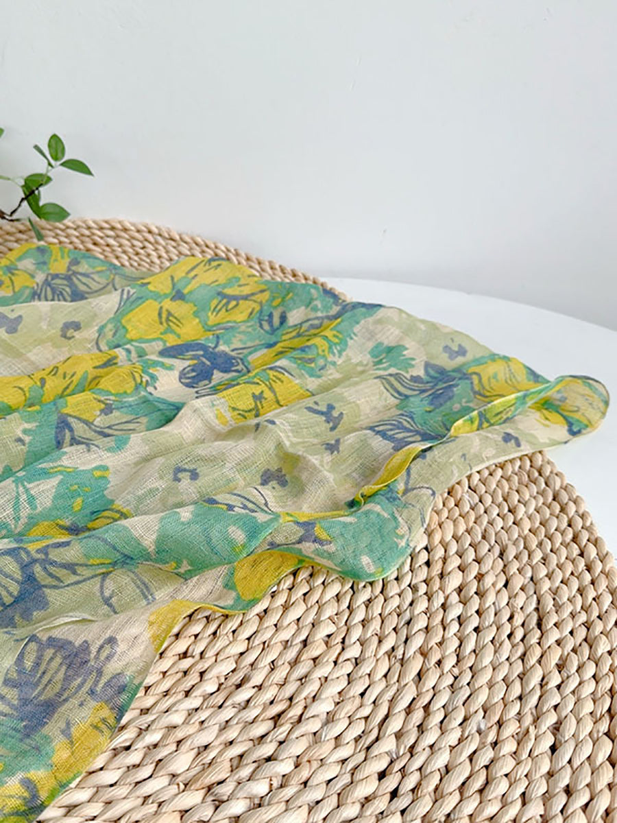 Summer Artsy Floral Thin Shawl Scarf