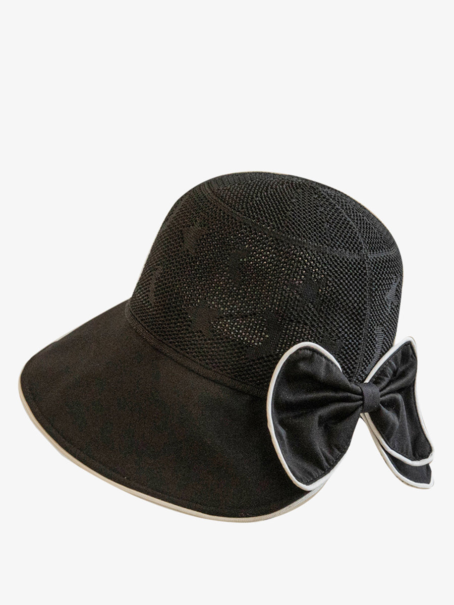 Women Summer Colorblock Bowknot Sunproof Hat