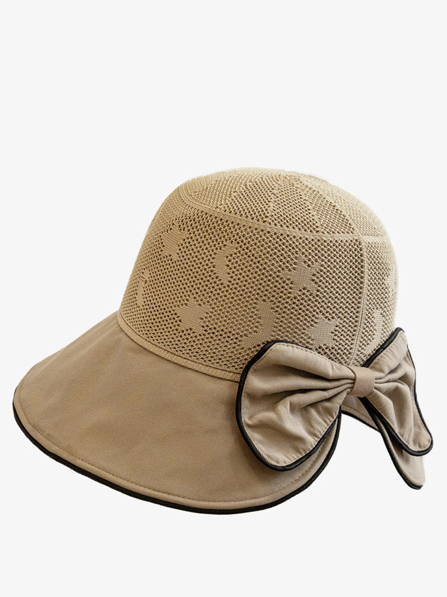 Women Summer Colorblock Bowknot Sunproof Hat