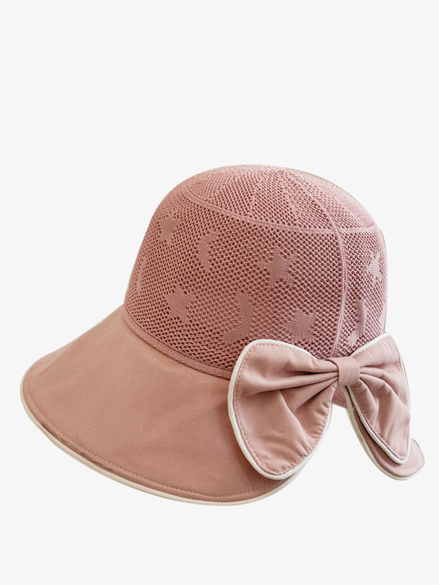Women Summer Colorblock Bowknot Sunproof Hat