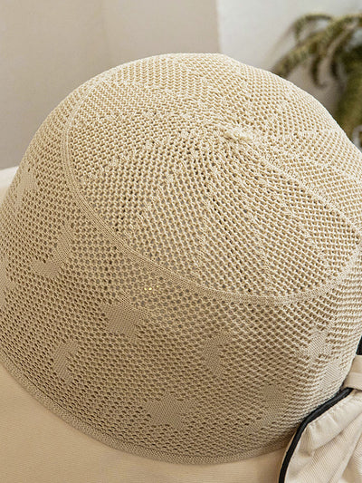 Women Summer Colorblock Bowknot Sunproof Hat