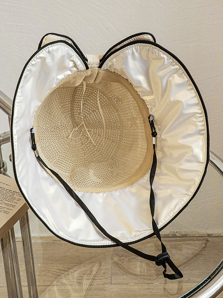 Women Summer Colorblock Bowknot Sunproof Hat