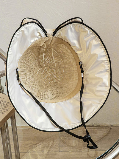 Women Summer Colorblock Bowknot Sunproof Hat