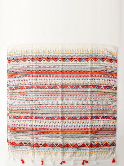 Women Bohemia Geometric Print Tassel Shawl Scarf