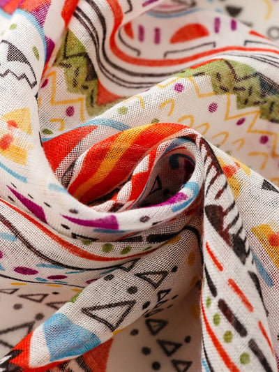 Women Bohemia Geometric Print Tassel Shawl Scarf