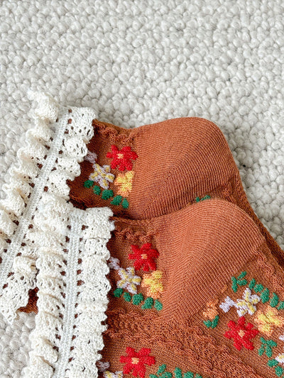 5 Pairs Women Artsy Floral Lace Short Socks