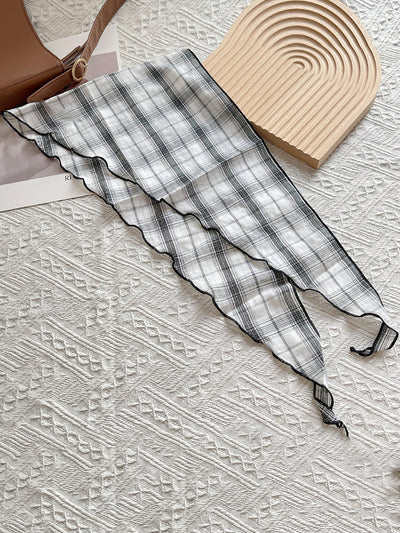 Women Vintage Plaid Triangle Scarf