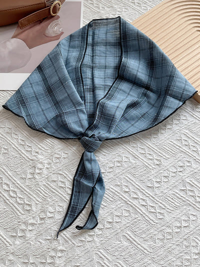 Women Vintage Plaid Triangle Scarf