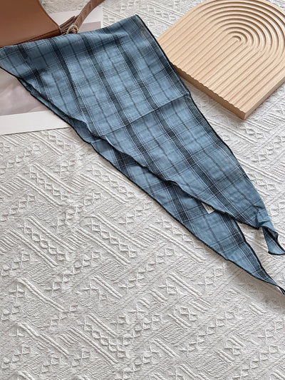 Women Vintage Plaid Triangle Scarf