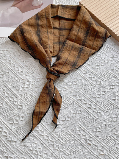 Women Vintage Plaid Triangle Scarf