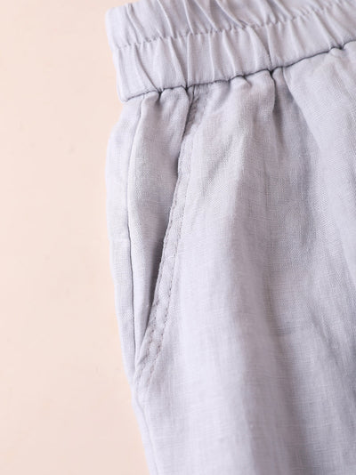 Women Summer Pure Color 100%Linen Straight Pants