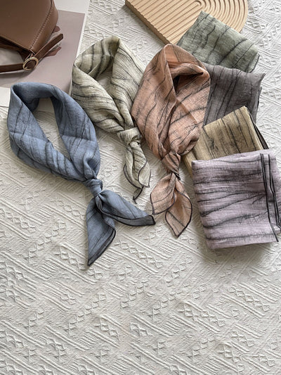 Women Artsy Dyeing Stripe Square Scarf