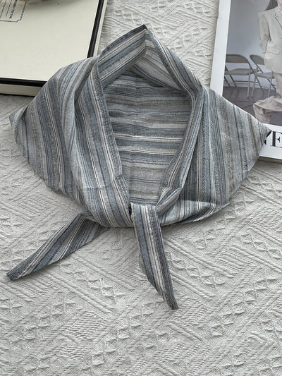 Women Vintage Stripe 100%Cotton Triangle Scarf