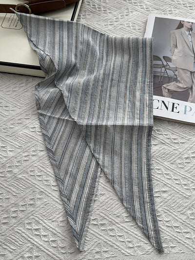 Women Vintage Stripe 100%Cotton Triangle Scarf