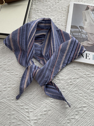 Women Vintage Stripe 100%Cotton Triangle Scarf