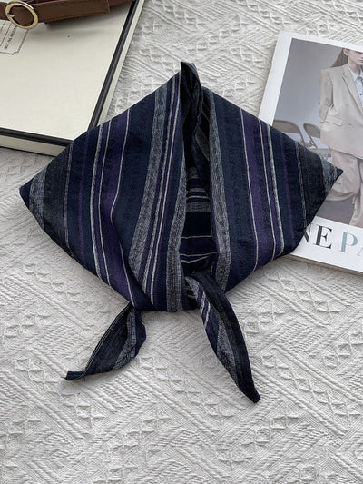 Women Vintage Stripe 100%Cotton Triangle Scarf