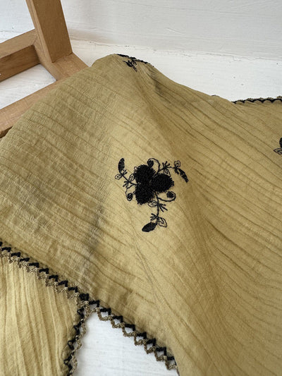 Women Artsy Flower Embroidery Triangle Scarf