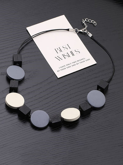 Women Geometric Wooden Weave Necklace