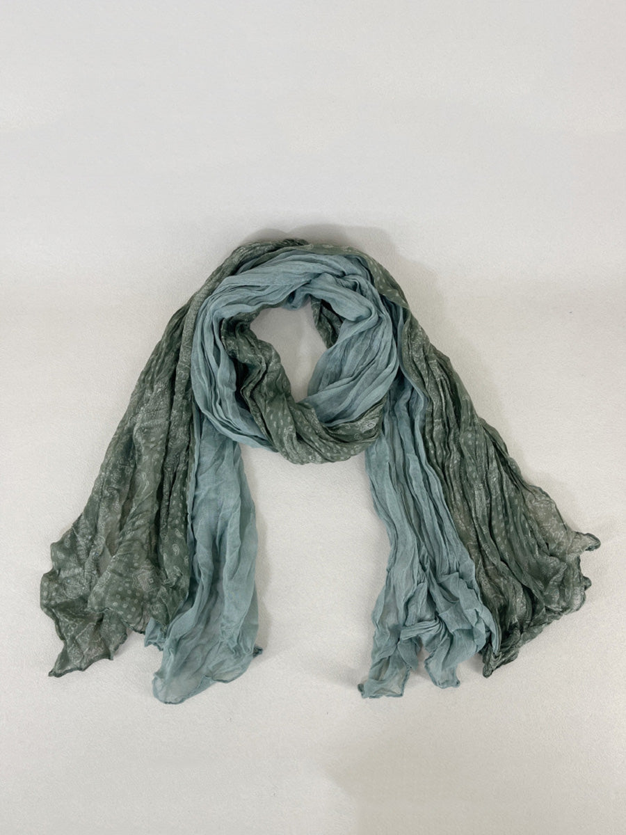 Women Summer Vintage Spliced Pleated Scarf