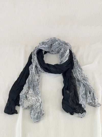 Women Summer Vintage Spliced Pleated Scarf