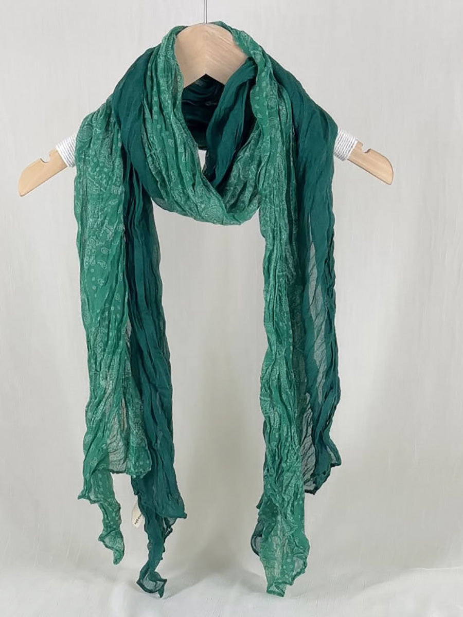 Women Summer Vintage Spliced Pleated Scarf