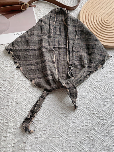 Women Vintage Plaid Triangle Scarf
