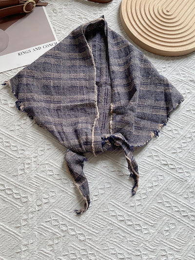 Women Vintage Plaid Triangle Scarf