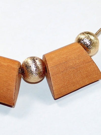 Women Fashion Geometric Wooden Bead Necklace