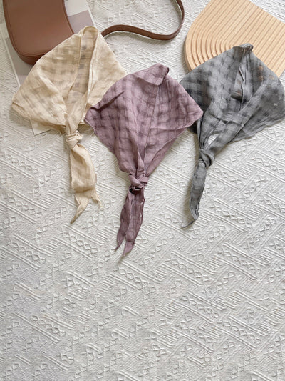 Women Artsy Plaid Tie-dye Triangle Scarf