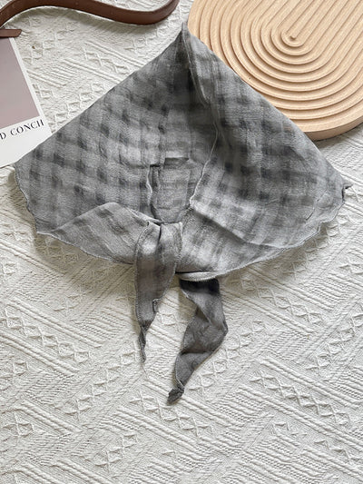 Women Artsy Plaid Tie-dye Triangle Scarf