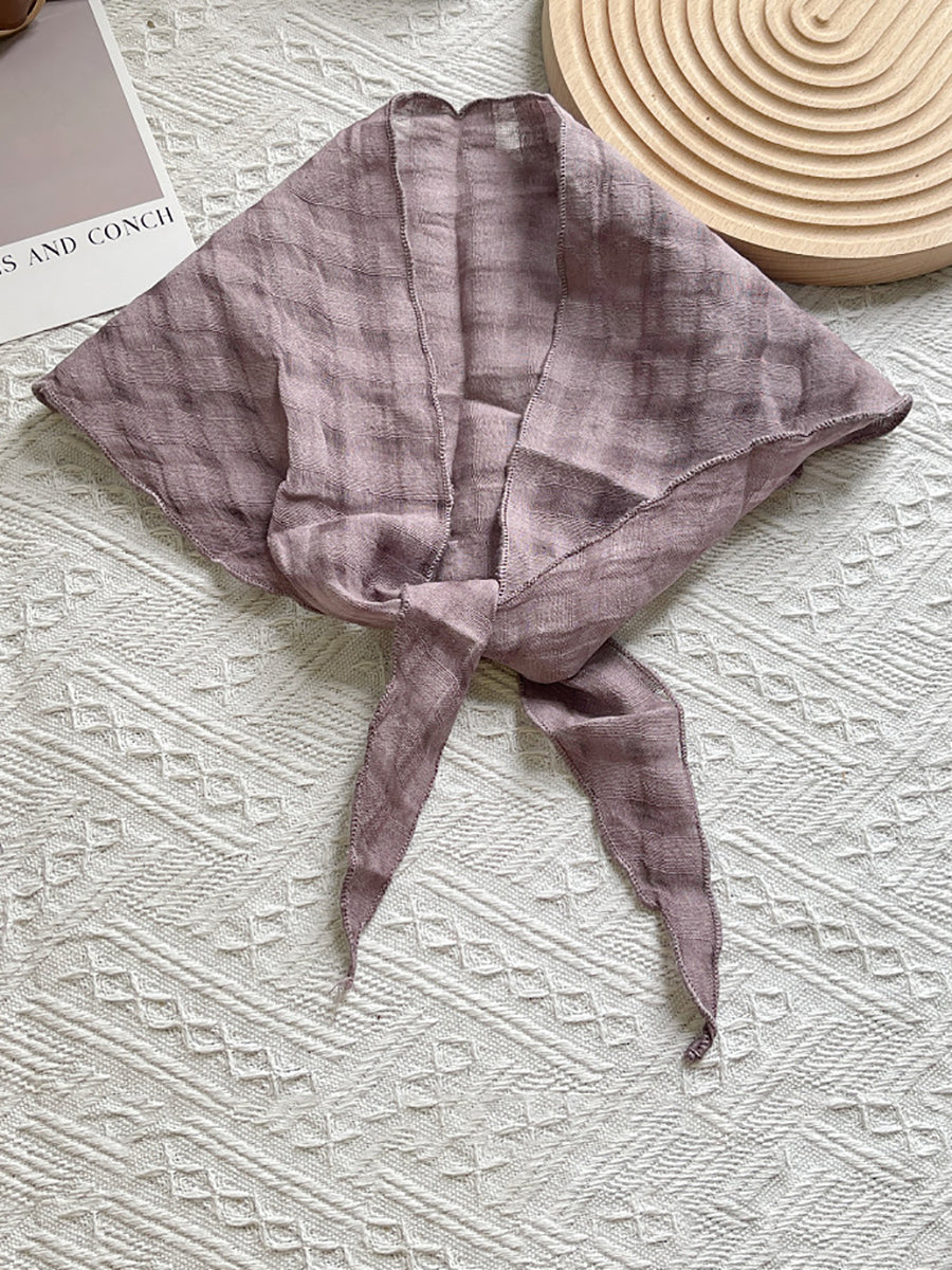 Women Artsy Plaid Tie-dye Triangle Scarf