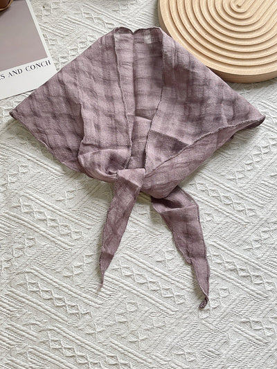 Women Artsy Plaid Tie-dye Triangle Scarf