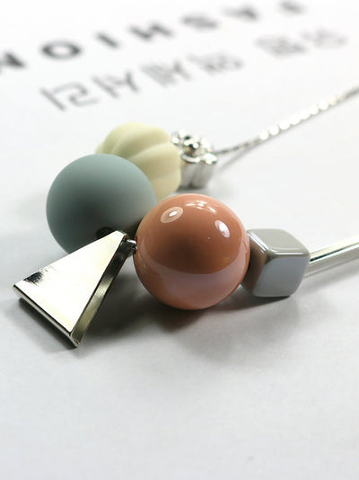 Women Fashion Geometric Ball Triangle Necklace