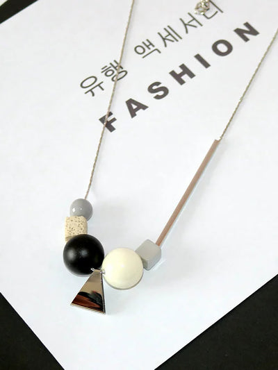 Women Fashion Geometric Ball Triangle Necklace