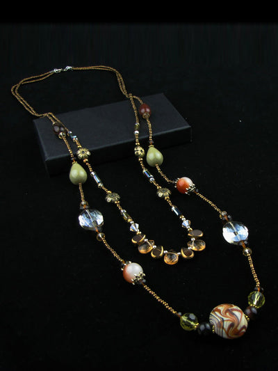 Women Vintage Crystal Bead Acrylic Pandent Necklace